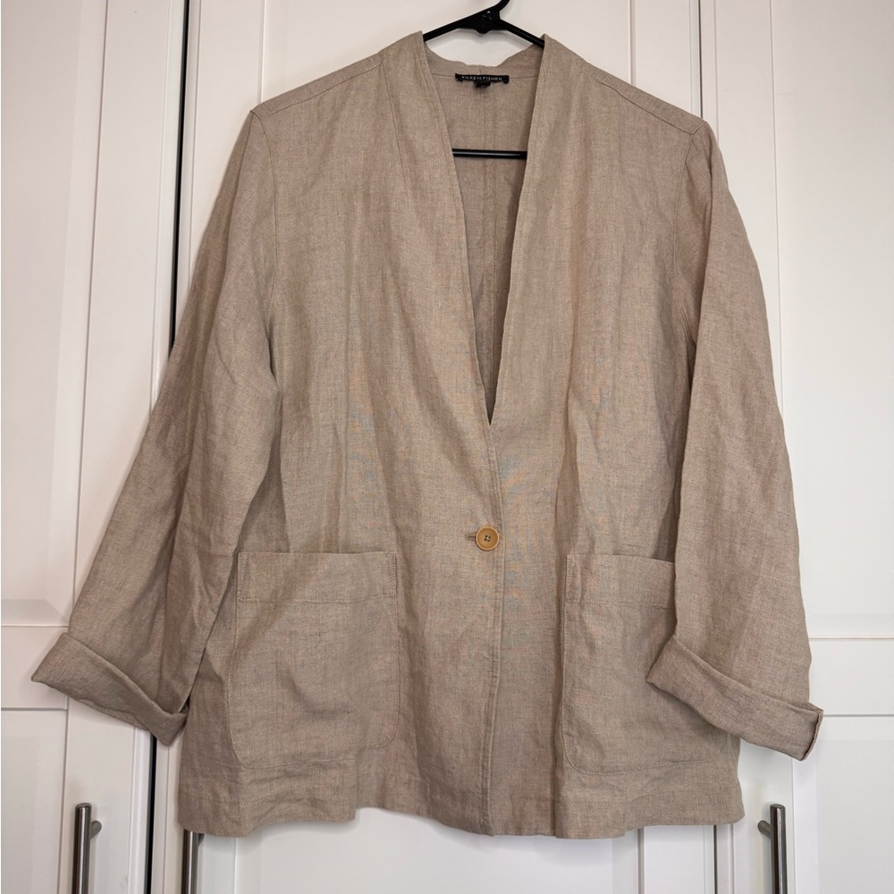 Eileen Fisher Beige Linen Blazer